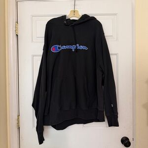 Vintage Champion Navy Blue Hoodie Reverse Weave Hooded Sweatshirt Size 2XL XXL